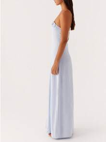 Womens Floral Strapless Dress Y2k Backless Sleeveless Tube Maxi Long Dresses Sexy Bodycon Summer Beachwear Formal Cocktail Club Party Sundress - 淺藍色 - 查看 4