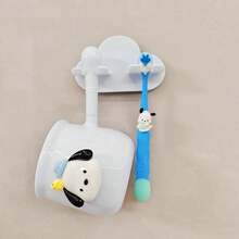 Sanrio Sanrio 2 Pieces/3 Piecescartoon Mouthwash Cup Set, Used For Household Bathroom Storage, Wall Mounted Toothbrush Holder, Used For Household Toothbrush Cup Cleaning, PP Cup Toothbrush Holder, Non Punched Cup Toothbrush Wall Mounted