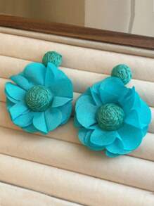 1 Paar elegante Ohrringe für Damen aus Blumengewebe mit Kamelien, geeignet für Urlaub, Geburtstag, Date, Party, Einkaufen und den täglichen Gebrauch