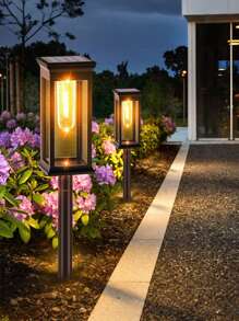 2pcs Upgraded Solar Path Lights Outdoor - IP65 Waterproof Auto On/Off, Warm White LED Landscape Lighting For Garden, Lawn & Sidewalk. Solar Garden Lights With Enhanced Brightness (Energy Efficient & Easy Install)