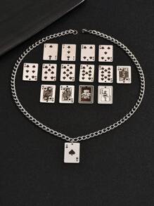 1pc Personalized Fashion Street-Style Punk Poker Pendant Necklace, Suitable For Daily Wear