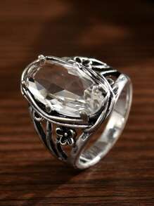 1pc Vintage Boho Style Silver Color Ring For Women, Suitable For Wedding, Engagement, Promise And Daily Wear