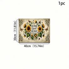 1pc Home Decor, Farmhouse Sunflower And Bee Print Floor Mat, Suitable As Drying Mat, Coaster For Entryway, Living Room, Bedroom, Bathroom, Kitchen And Laundry Room, Machine Washable, Spring Decor