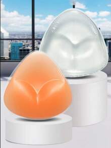 1 Pair Of Invisible Bikini Transparent Breast Pads, Thickened Bra Inserts, Waterproof Bra, Triangular Silicone Breast Pads, Cute Little Ones - Multicolor - View 4