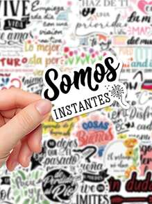 50pcs Pack Spanish Inspirational Stickers For Scrapbooking, Notebook, Phone Case, Guitar, Skateboard, Tablet