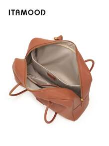 ITAMOOD Bolso de diseñador de piel de ternera Togo de lujo elegante de alta calidad, bolso de gran capacidad con detalles de carta, ligero, de negocios y casual, de color marrón, bolsa de mano y bolsa de hombro minimalista y vintage de unicolor con textura, ideal como regalo para maestros, bolsos para mujer 80368