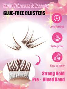 80 片棕色自粘睫毛簇蓬松 10-14 毫米混合长度套装，无需胶水蓬松单根睫毛自粘 DIY 睫毛延长预粘簇睫毛自然纤细睫毛延长 C 卷睫毛簇无需胶水无需卸妆假睫毛睫毛簇、睫毛簇、单根睫毛、睫毛、假睫毛