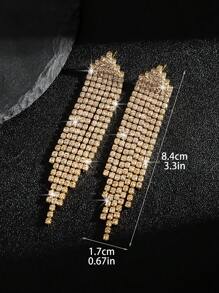 1 Par de Pendientes Vintage con Borlas Brillantes, Cristales y Decoración de Cristales Brillantes, Adecuados para Bodas, Graduaciones y Fiestas