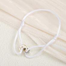 1 pieza Pulsera trenzada de acero inoxidable con diseño de círculo, apropiada para decoración diaria