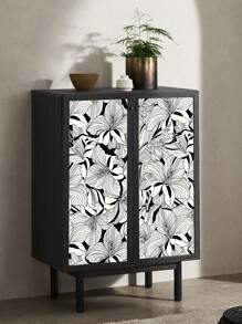 Lily Flower Plant Printed Home Decor Wallpaper, Simple Line Design Floral Leaf Self-Adhesive Waterproof Oil-Proof Wallpaper For Indoor Furniture Cabinet DIY Decoration