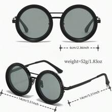 1 pieza Gafas de moda giratorias de estilo retro de spandex, adecuadas para fiestas, reuniones, viajes, moda, estilo steampunk con brillo ajustable, marco de aleación, marco negro con lente gris, excelente para baile de máscaras y accesorios de moda, gafas de moda estilo steampunk, gafas de moda con marco de aleación para verano, playa, viajes, al aire libre