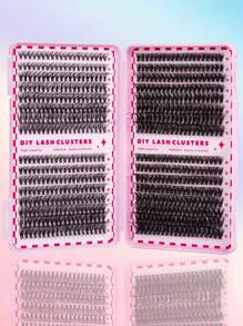 640 Peças Conjunto de Clusters de Cílios Individuais, Kit de Extensão de Cílios em Clusters, Kit de Cílios Individuais Mistos de 9-16mm com Adesivo e Selante de Cílios, Removedor, Pinça de Cílios, Pincel, Kit de Extensão de Cílios DIY para Uso Doméstico, Cílios Postiços