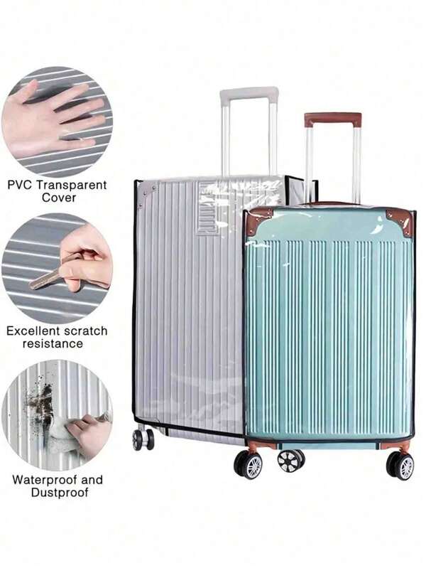 1 Pack Transparent Luggage Protective Cover, Waterproof PVC Material, Suitable For 20-Inch To 30-Inch Suitcase Cover, Suitcase Cover, Transparent Dust-Proof, Scratch-Proof, Trolley Case Protective Cover, (Luggage Not Included) Used For Beach Travel Suitcase Protective Cover, College Dormitory Back To School Transparent Suitcase Storage Bag, Easy To Find Travel Protection, Easy To Clean, Ensure Travel Safety And Suitcase Life