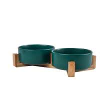 Dog Bowl Cat Bowl Ceramic Bowl Water Bowl Wooden Frame Protection Cervical Spine Tall Dog Drinking Bowl Pet Bowl Pet Supplies