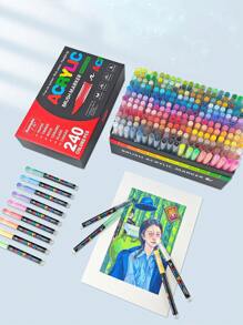 GuangNa240 Color Straight Liquid Acrylic Marker, Soft Tip Non-Press Student Drawing Color Marker, Graffiti Stackable Color Water-Based Marker Multi-Color Set