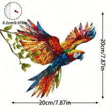1pc 8" Colorful Parrot Solar Suncatcher, 2D Parrot Sun Catcher, Multicolor Window Hanging Decor For Countryside Villa, Window Wall Table Entryway Room Bedroom Indoor Decoration, Bird Lover, Friendship, Friends, Family, Sister, Mother, Women, Statue Gift, Birthday Gift - Multicolor - View 2