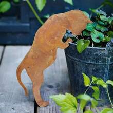 1pc Rustic Metal Cat Statue In Rustic Style, Cat Design Home Decor, Mother's Day Gift For Garden And Patio Decoration - Multicolor - View 9
