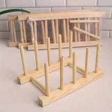 1pc Wooden Plate/Dish Rack Stand, Kitchen Storage Cabinet Dish Bowl Cup Pot Lid Chopping Board Organizer Rack, Kitchen Utensil Draining Rack, Kitchen Cabinet Organizer, Kitchen Organizer