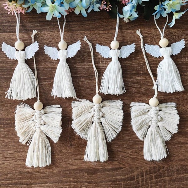 1pc Handmade Crochet Angel Hanging Decor, Wedding Favor, Home Decoration, Bag/Car Hanging Tassel Accessory