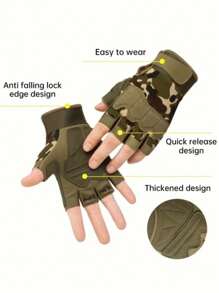 Fingerless Tactical Gloves, Knuckle Protection, Breathable And Lightweight Outdoor Military Gloves, Suitable For Shooting, Hunting, Motorcycle Riding, Mountaineering, Men And Women Sports, Cycling, Fitness, Outdoor Activities, Fishing Half-Finger Gloves, Non-Slip, Wear-Resistant And Comfortable For Multiple Scenes