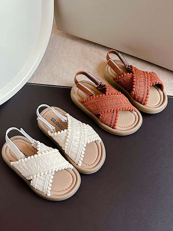 1 paar meisjessandalen, nieuw zomermodel, schoenen voor kinderen in de maat medium en small, platte sandalen voor kinderen in de maat large, klittenbandsluiting, strandsandalen voor meisjes