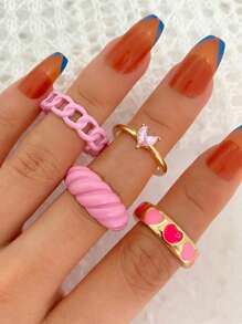 4pcs Butterfly And Wheat Tassel Diamond Open End Ring For Women's Daily And Holiday Wear, Best Gift For Valentine's Day,Mom,Mother,Mother's Day,Gift