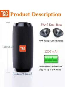 T&G Wireless Outdoor Cycling Waterproof Shockproof Portable Bass Speaker Sound Box TG117 Outdoor Speaker Waterproof, Support TF Card, FM Radio, Multi-Function - Multicolor - View 3