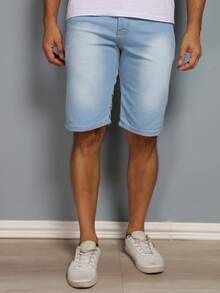 Wholesale Men's Bermuda Jeans Lycra Elastane - Light Wash - View 3
