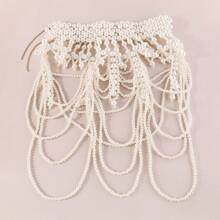 1 peça de corrente de pérola falsa branca feita à mão, design ondulado moderno, adequada para casamento, baile de formatura, festa, desfile, presente