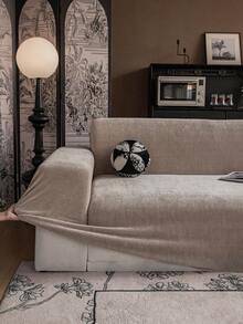 1 件纯色沙发套，可拉伸全覆盖沙发套，带有 3D 叶形图案设计，用于节日的保护性沙发装饰，附带 1 件靠垫套