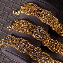 1pc Women Multicolor Copper Bead Woven Double Row Pearl Chain Wave Bracelet, Suitable For Daily And Party Wear