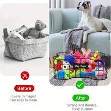 Medium Black Metal Dog Toy Organizer: Iron Wire Basket In Dog Bone Shape For Puppy Accessory Storage