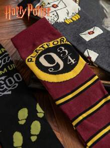 Harry Potter 5 pares de calcetines tipo tripulación con tema de Harry Potter, estilos de escuela de magia, estética vintage, calcetines de regalo para Navidad, estudiantes y parejas, otoño