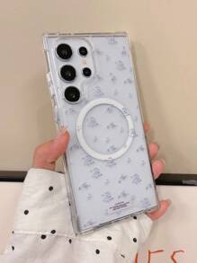 Stylish Cute Floral Bowknot For Magnetic Wireless Charge Phone Case Compatible With Samsung S24 S23 S22 Ultra Plus Cases Cherry Wallet Accessories Cover