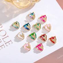 3pcs Copper Inlaid Ombre Crystal Leopard Pendant, Suitable For DIY Earrings, Bracelets, Necklaces, Keychains - Multicolor - View 3