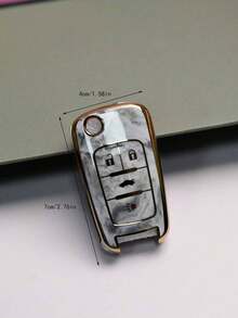 1pc Watercolor-Style Jade Color Chevrolet Car Key Case - Multicolor - View 3