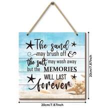 1 Pieza Letrero de madera para puerta de playa, "La arena puede sacudirse, la sal puede lavarse, pero los recuerdos durarán para siempre", placa colgante de pared con diseño de tema oceánico, decoración del hogar, decoración de casa de playa, letrero para familia de playa - Multicolor - Ver 14