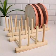 1pc Wooden Plate/Dish Rack Stand, Kitchen Storage Cabinet Dish Bowl Cup Pot Lid Chopping Board Organizer Rack, Kitchen Utensil Draining Rack, Kitchen Cabinet Organizer, Kitchen Organizer