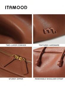 ITAMOOD Bolso de diseñador de piel de ternera Togo de lujo elegante de alta calidad, bolso de gran capacidad con detalles de carta, ligero, de negocios y casual, de color marrón, bolsa de mano y bolsa de hombro minimalista y vintage de unicolor con textura, ideal como regalo para maestros, bolsos para mujer 80368