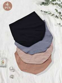 4 Peças Calcinhas Femininas de Cintura Alta Simples, Calcinha Modeladora Básica Simples de Algodão Puro Plus Size, Calcinha Confortável Macia e Sem Costura