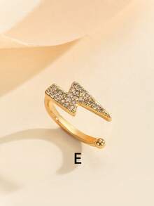 1pc Minimalist Fashion Rhinestone Double Layer Ear Cuff Clip-On Earring, Copper Plated , Unisex Design - Yellow Gold - View 18