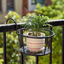 1/3pcs Contemporary Metal Balcony Flower Rack, Hanging Outdoor Railing Flower Pot Holder, Indoor Iron Guardrail Bonsai Stand For Home Garden Decor