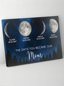 Personalized Family Moon Phase Canvas Print, Custom Names And Birth Dates, Unique Family Gift, Nursery Wall Art, Home Decor