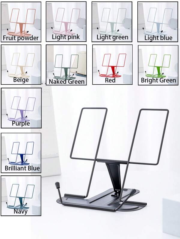 1 Pack Metal Desktop Bookshelf, Adjustable Reading Bookshelf, Iron Bookshelf, Portable Recipe Document Holder For Cookbooks, Textbooks, Tablet Music Books With Page Clips