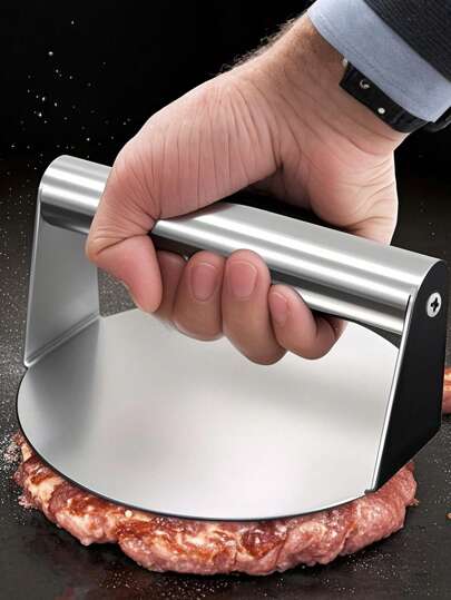 1pc Burger Press - Stainless Steel Hamburger Meat Press, 6in Circular Steak Meat Press - Non-Stick, For Burgers, Sliders & Regular Beef - Perfect For BBQ & Kitchen Use - Great Gift For Grill Masters & Foodies