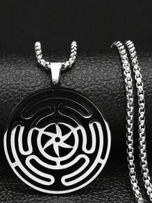 Colar Pingente de Roda de Hécate de Aço Inoxidável, Símbolo Mágico do Strophalos de Hécate, Pingente do Logotipo