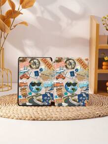 Patchwork Weltkarte Schutzhülle kompatibel mit iPad Air4/5 10.9 Zoll, iPad 7/8/9/10.2 Zoll, iPad 10. Generation, kompatibel mit Kindle Paperwhite 12. Generation 2024, Kindle (11. Generation) 2022 Release, kompatibel mit Galaxy Tab S6 Lite 10.4 Zoll, Hülle mit Auto Sleep/Wake Funktion