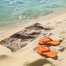 1 pieza Toalla de playa diseño de Capibara - Suave, de secado rápido en poliéster, ligera, absorbente, de 59x30 pulgadas - Adecuada para viajes, natación, camping - Diseño adorable de Capibara de dibujos animados, esencial de playa para vacaciones de verano