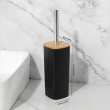 Bộ đồ dùng phòng tắm sang trọng 1/8/9 món - Kết hợp gỗ và nhựa, Bộ phụ kiện phòng tắm đa chức năng, Bao gồm giá để bàn chải đánh răng, Hộp đựng xà phòng, Bình, Giá để khăn giấy, Thùng rác, Cọ bồn cầu, Quà tặng tân gia hoàn hảo Bộ sắp xếp phòng tắm Lưu trữ khi quay lại trường - màu đen - Xem 6