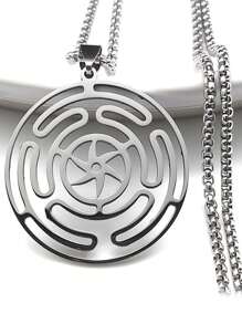 Colar Pingente de Roda de Hécate de Aço Inoxidável, Símbolo Mágico do Strophalos de Hécate, Pingente do Logotipo